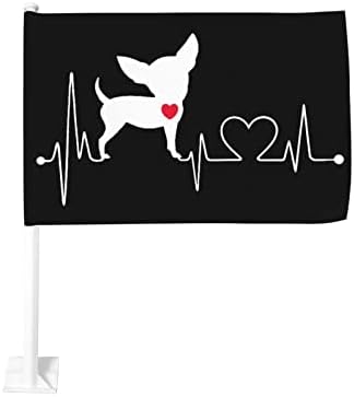 Chihuahua Bandeira do carro de batimento cardíaco 12 × 18 polegadas Banner de clipe de janela veículo pingente