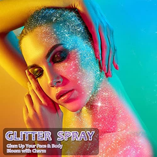 Spray de glitter corporal dourado, spray de glitter prateado para cabelos e corpo, maquiagem de maquiagem