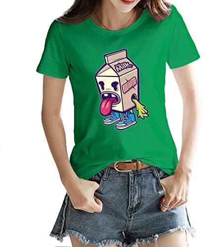 Camisetas gráficas de catoon feminino de verão casual camisa de manga curta solta camisetas de algodão