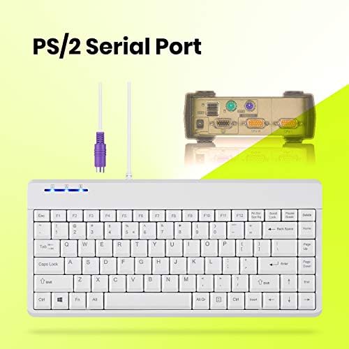 Perixx Periboard -409pw Wired PS2 Mini Teclado - 12.36x5.75x0,79 polegadas Dimensão - Branco - Layout em inglês