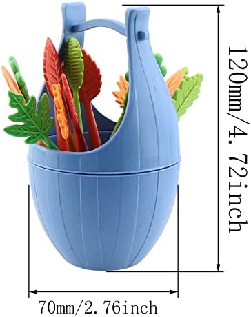 Fruit Fork E-Out destacado 16pcs misto colorido em forma de alimentos com um balde azul, garfos do