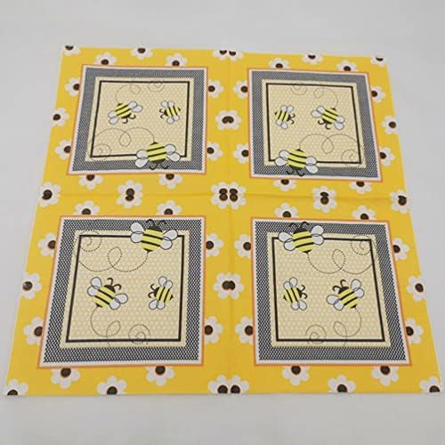 Hemoton Star Tissue Paper 100pcs Cocktail guardanapos abelhas impressas Decorativas de festa descartável guardanapos