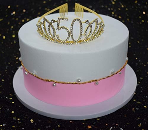 50º aniversário tiara e faixa feliz 50º aniversário suprimentos 50 fabulosos faixas de cetim de cetim