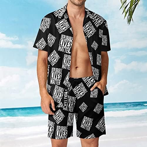 Livas deploráveis ​​Matéria Homem 2 peças Hawaiian Set Button-Down Shirve Shirts Calças de praia TRILHO DE TEES FIEL