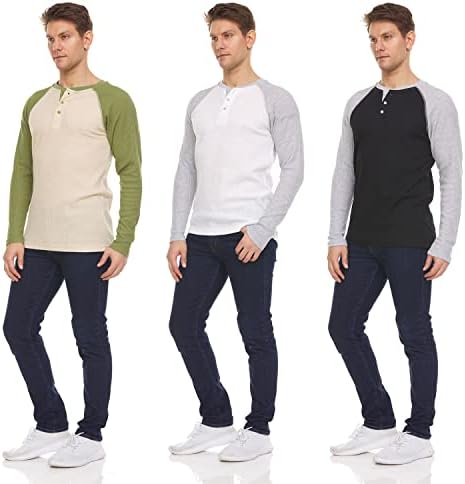 Camisa de manga longa térmica masculina - camada de base Henley Top Base para camisetas e jaquetas - camisa