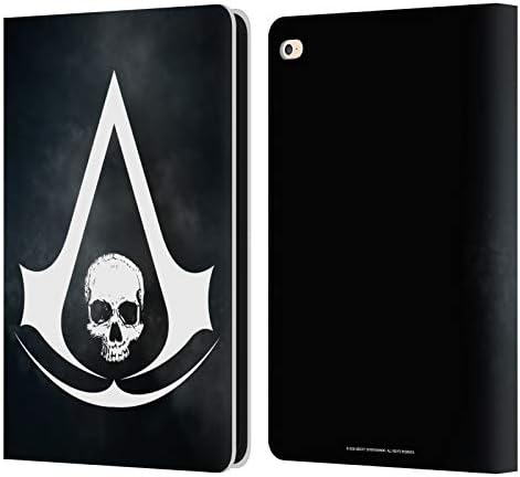 Caixa de cabeça projeta oficialmente licenciado Assassin's Creed White Black Flag Logos de couro Livro da carteira de capa compatível com Apple iPad Air 2