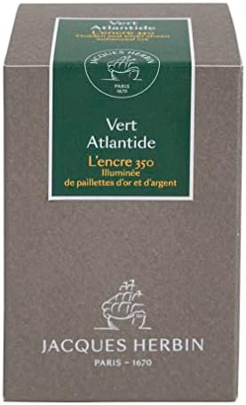 Jacques Herbin - Ref H15139 - Tinta para canetas e canetas de rollerball - Vert Atlantide - 50ml Bottle - 350th Anniversary