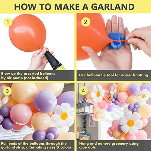 139 Pack Daisy Balloon Garland Arch Kit, DIY Groovy Daisy Flower Balões pastel Garland para chá de bebê Decorações