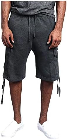 Dudubaby Mens elástica shorts de carga de verão calças casuais soltas de vários bolsos
