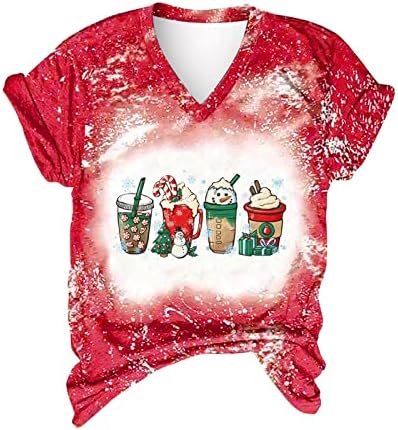 Camisas branqueadas para mulheres árvores de natal TIY TYE TSHIRTS FONITY NATA PRIMAGEM GRAPACIONAL DE MANDA CURTA
