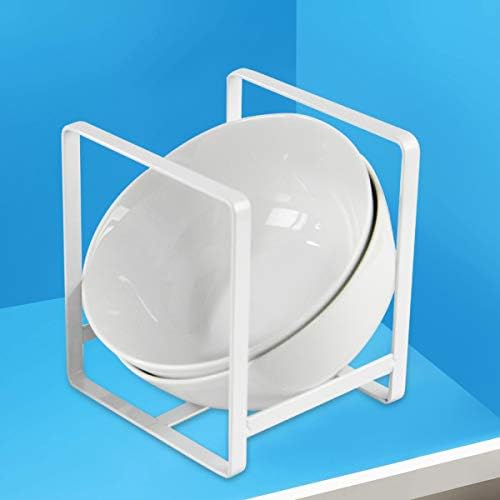 Home-X Pequeno suporte de placa, organizador de armário vertical, organizador de pratos para balcão de cozinha, tábua pequena e tampa de maconha, 5 ½ L x 4 ¾ W x 4 ½ h, branco