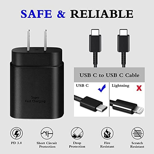 Carregador do tipo C, carregador de carregador USB 25W C Super Fast Fast Wall Charger para Galaxy S23/S23 Ultra/S23+S22/S22