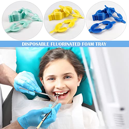 Fercaish 30 PCS Bandejas de fluoreto dental descartáveis, 3 tamanhos de espuma fluorada Bandeja odontológica- Bandejas de fluoreto dental Dual