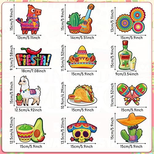 PAJEAN 36 peças festas mexicanas decorações penduradas, festas mexicanas penduradas redemoinhos e cartões