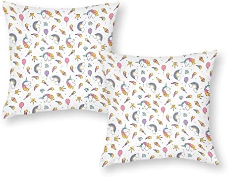 Unicorn Rainbow Ice Cream Set of 2 Throw Capas de travesseiros quadrados almofadas de almofada para sofá de