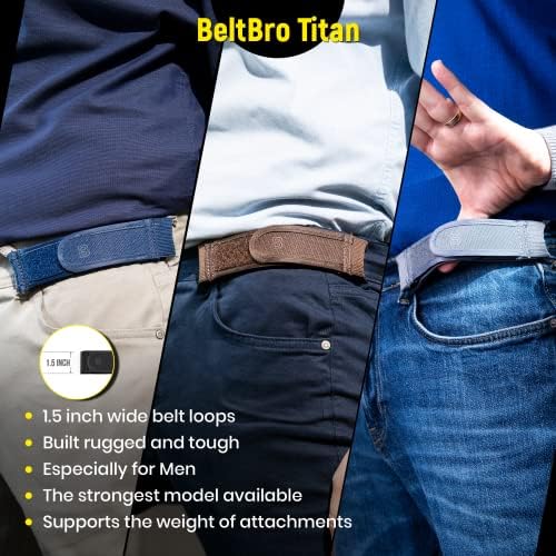 Beltbro titan sem cinto elástico de fivela para homens - se encaixa em loops de cinto de 1,5 polegada,