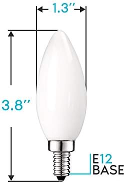 Lâmpadas de lustre de Luxrite LED LED, E12 LED BULBE DIMMABLE, 40 WATT Equivalente, 2700k Branco quente, lâmpada