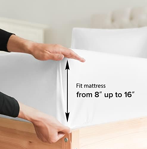 Sheet Sheet Sheet Sheet - respirável e resfriamento - lençóis de luxo de hotel - Bolsos extras - bolsos profundos - Easy Fit - Conjunto de 4 peças - Sem rugas - confortável - branco - 4 pc
