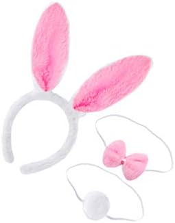 Lurrose Rabled Rabbit Plush 9pcs Ears de coelhinha de Páscoa Tailes da cabeça e vestido de fantasia de