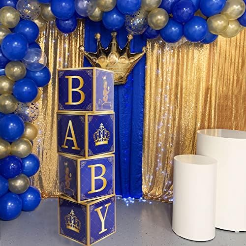 4pcs Royal Prince Balloon Boxes, Royal Prince Baby Shower Decorações para menino, Little Príncipe Decoração