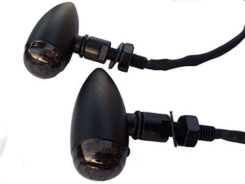 Motortogo Black Bullet Motorcycle Signal LED Indicadores de LED pisca com lente de fumaça Compatível para