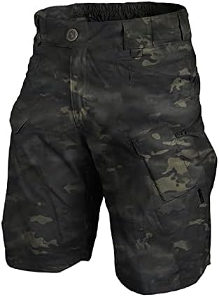 Shorts Men Cargo, Sports de linho de algodão masculino Casual shorts soltos shorts de bolso casual