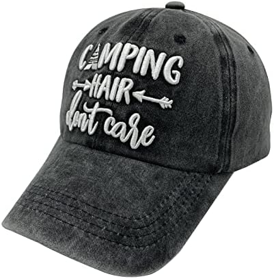 Cabelos de camping bordados de Waldeal não se importam com chapéu de boné de beisebol lavado ajustável para mulheres