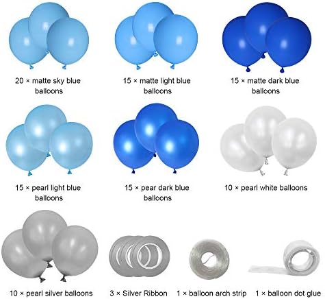 Kit Blue Balloon Garland Kit Silver Blue Balloons Arch Kit para homens Decorações de aniversário de menino chá