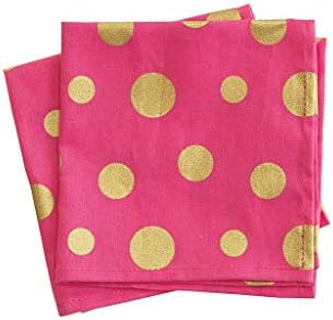 Jessie Steele rosa e ouro retrô dot 4 peças de pano de pano conjunto de guardanapos