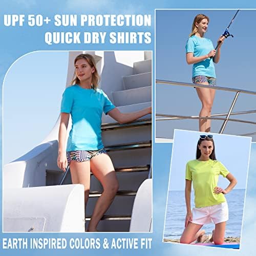 Naviskin Women's Quick Dry Crash Camisetas UPF 50+ Proteção solar Camisetas de manga curta