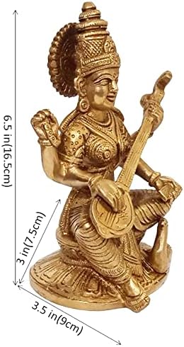 Estátua de Brass Saraswati de Purpledip: deusa hindu do conhecimento, Saraswati Idol Music & Art; Presente