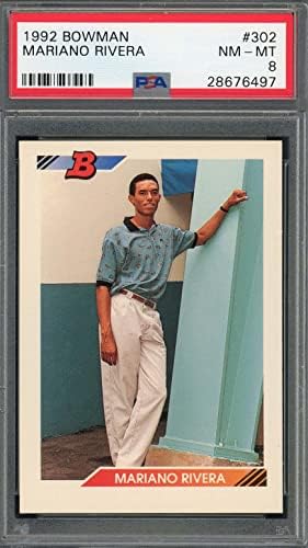 Mariano Rivera 1992 Bowman Baseball Rookie Card RC 302 PSA classificado 8