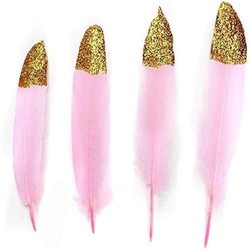 Zamihalla 20pcs/lot rosa mergulhado de ouro/penas de penas de pato Diy penas para artesanato 10-22cm-4-8.8