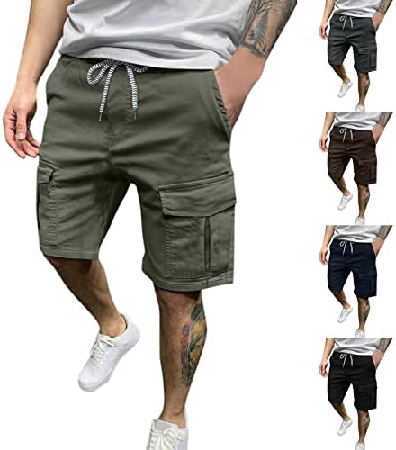 Calças casuais masculinas Pão -de -calça bolso short shorts de cordão de tração de tração de verão