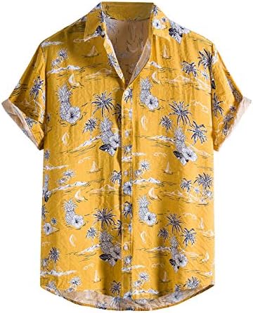 camisa havaiana de manga curta de manga curta