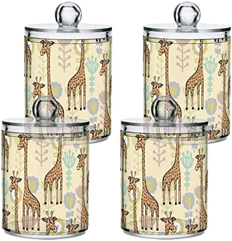 Bebês fofos girafa algodão cotonete recipientes de banheiros frascos com tampas conjuntos de algodão barra