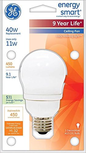 GE 47486 Energy Smart CFL 11 watt 500 lúmen A17 Lâmpada com base média