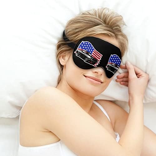 Muscle Car com máscara de sono da bandeira americana máscara ocular portátil suave com alça ajustável para homens mulheres