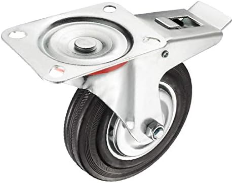 X-Dree de 6 polegadas de borracha Roda de roda W Freio, placa superior giratória, 331 libras. Capacidade de carga