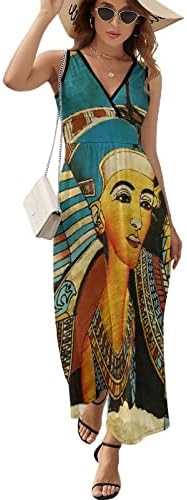 Retro Antigo egípcio Arte Egípcia Vestido de Vestido Maxi de Vestido de Vestido de Tanque Longo Longo Vestido