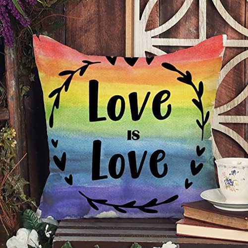 Orgulho gay Rainbow LGBT Gay Gay Throw Pillow Capa Love Is Love travesseiro Cushion Capa Decoriva do Dia dos Namorados