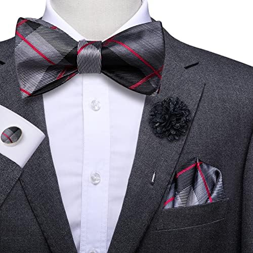 Dubulle masculino Auto -gravata e lapidado de pinos de lapela Paisley Floral Bow Tiche e Pocket