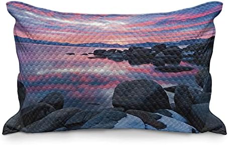 Ambesonne Náutica acolchoada Capa de travesseira, tema natural pôr do sol em Lake Tahoe da Califórnia