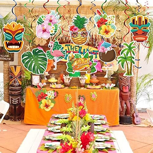 Hawaiian Luau pendurado decorações de festa de redemoinho 40pcs aloha tropical palm flor flor flamingo