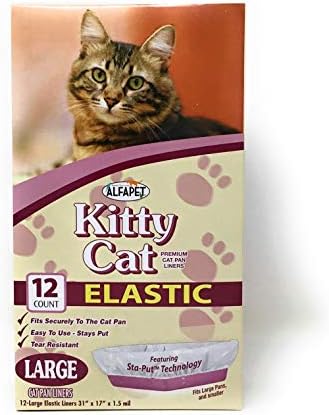 Alfapet Kitty Cat Box Disponível, lineadores elásticos- 12 contagens para médio e grande e tamanho