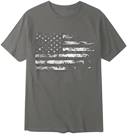 Camisetas patrióticas de aipengry para homens EUA bandeira angustiada de rua de rua curta de manga curta