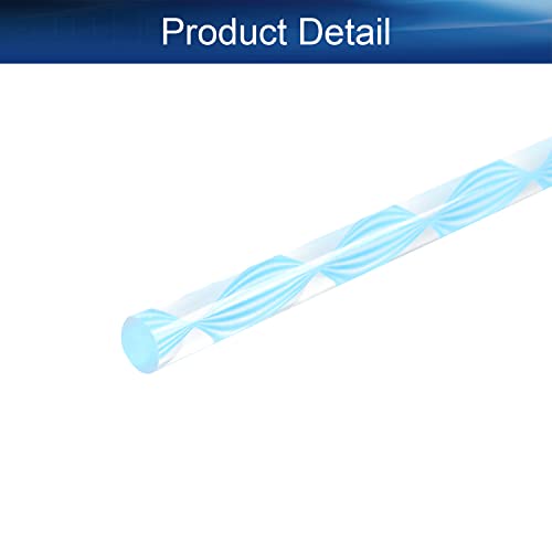 Bettomshin Blue claro linha torcida haste redonda de acrílico padrão de plexiglas Tolerância leve para diy 10mm diâmetro 250mm altura 2pcs