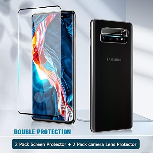 [2+2 pacote] Galaxy S10+/Plus Protetor de tela de vidro 5g e protetor de lente da câmera, compatível