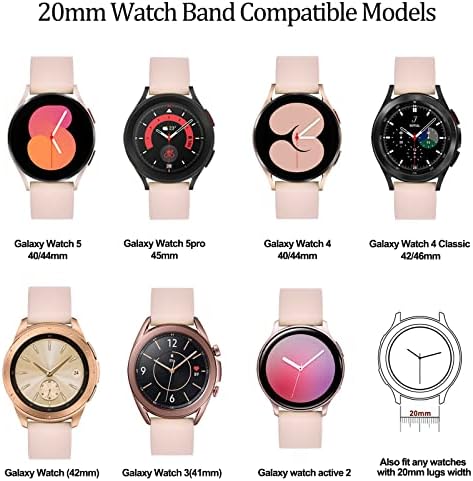 Banda de couro v-moro compatível com Galaxy Watch 5 Band 40mm 44mm/relógio 5 Pro 45mm Jóias Bling Diamond Metal