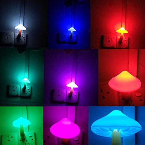 Sensor Ausaye LED Night Light Plug in Lamp Cogumelo Night Luz de 7 cores Alteração Mágica Mini Pretty Bashroom